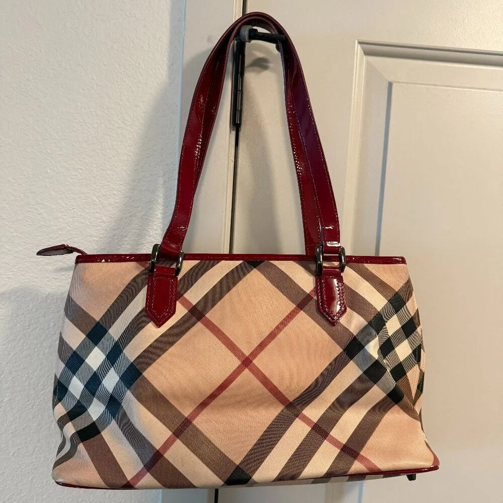 Burberry Nickie‎ Tote Nova Check Coated Canvas Small